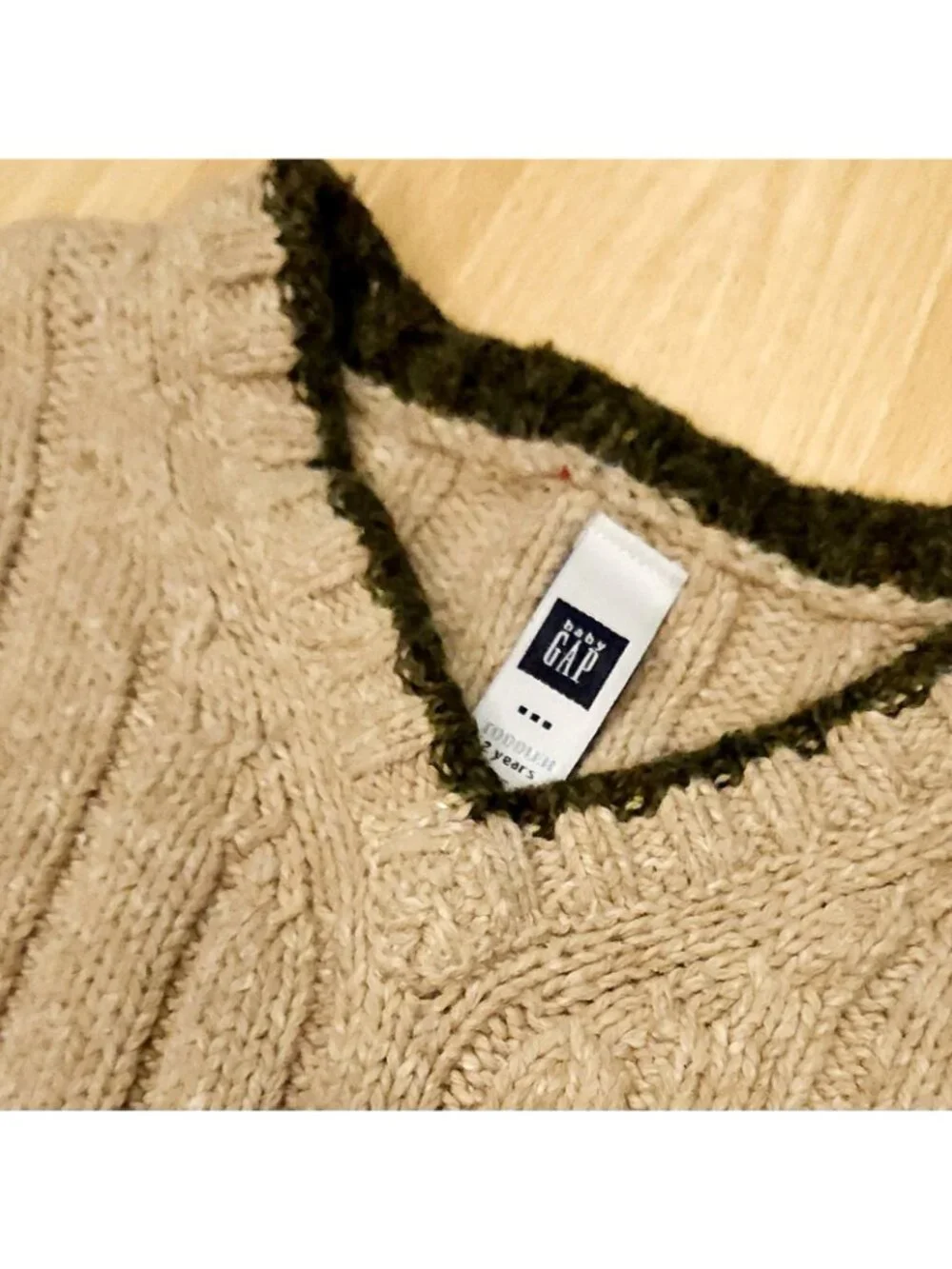 Baby Gap Toddler Boys Cream Brown Wool Blend Sweater 2